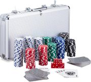 Poker set - 300-delig - Texas Hold'em spel - Met fiches, speelkaarten en speelmat - In een koffer - Geschikt voor spelers vanaf 12 jaar