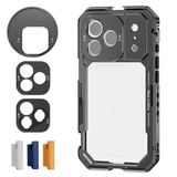 NEEWER Telefoonkooi compatibel met iPhone 17 Pro, Quick Release Video Rig Stabilisator Accessoires met 67 mm filterring, 17 mm Lens Backplate, T-Mount Adapter, 4x Camera Control Cap, PA143 (zwart)