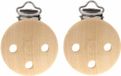 Glorex Hobby Speenkoord/wagenspanner clip - 6x - naturel - hout - met bretelsclip - zelf beschilderen