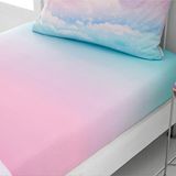 Catherine Lansfield Kids Slaapkamer Ombre Regenboog Wolken Polycotton Dubbel Hoeslaken 25cm Diepte Pastel