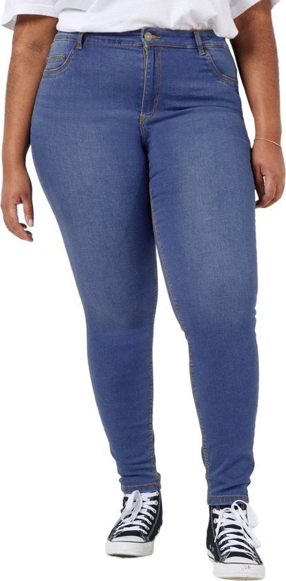 NOISY MAY Curve NMCALLIE High Waist Skinny Fit Jeans - Medium Blue Denim - Women's Plus Size