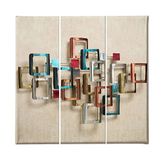 Homemania Muurfoto, 3 stuks, geometrisch, voor woonkamer, slaapkamer, meerkleurig van polyester, hout, 69 x 3 x 50 cm