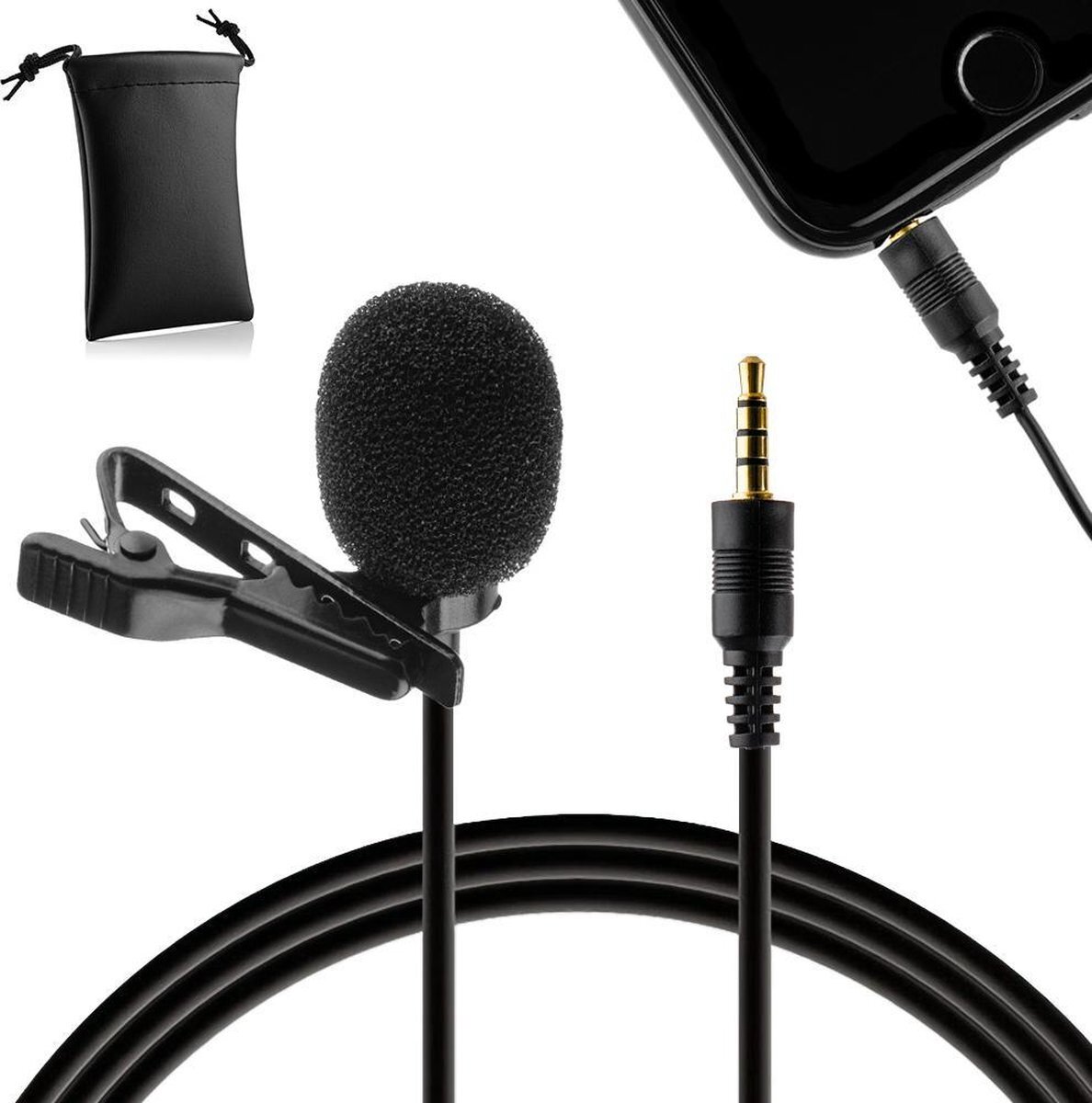 MOJOGEAR Speldmicrofoon voor iPhone en Android smartphones - 1,5 meter kabel