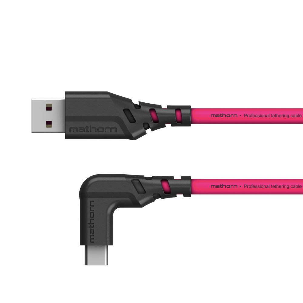 Mathorn Mathorn Tethering kabel USB-A naar USB-C Right angle Magenta 5m