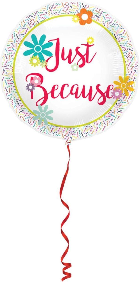 Folat Folieballon Just Because - 45 cm - Wit/Rood