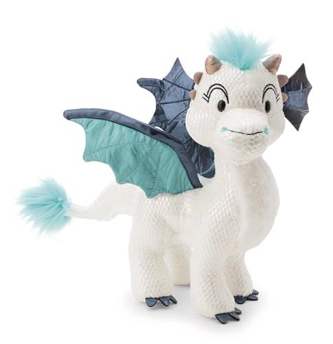 NICI 62415 Knuffeldraak Zafura 20 cm, wit, zacht pluchen met glittereffect