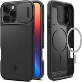 Spigen Optik Armor MagFit | Coque Convient aux Apple iPhone 16 Pro | Compatible MagSafe | Couvercle arrière avec glissière pour appareil photo | Noir