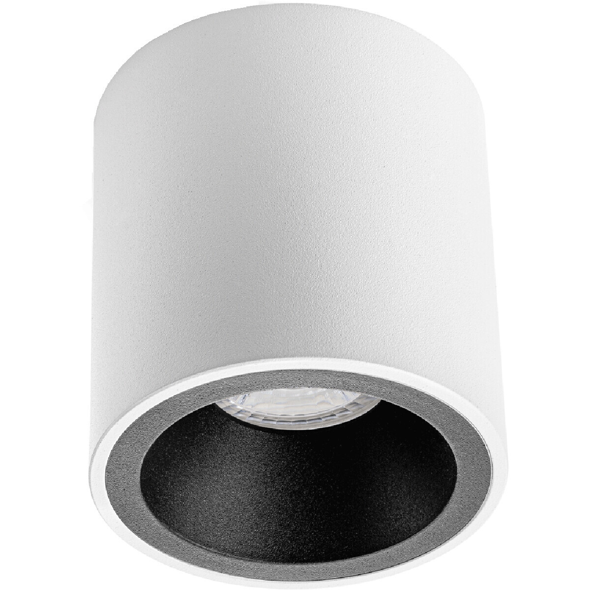 BES LED Opbouwspot GU10 - Pragmi Cliron Pro - Opbouw Rond - Mat Wit/Zwart - Aluminium - Verdiept - Ã˜90mm