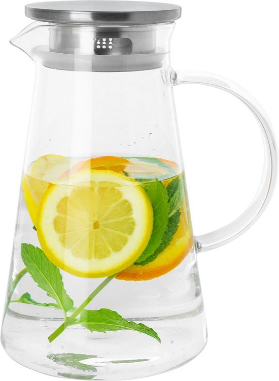 Krumble Schenkkan - Glas en aluminium - 1.2 Liter - Transparant