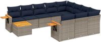 vidaXL 11-delige Loungeset met Kussens Poly Rattan Grijs