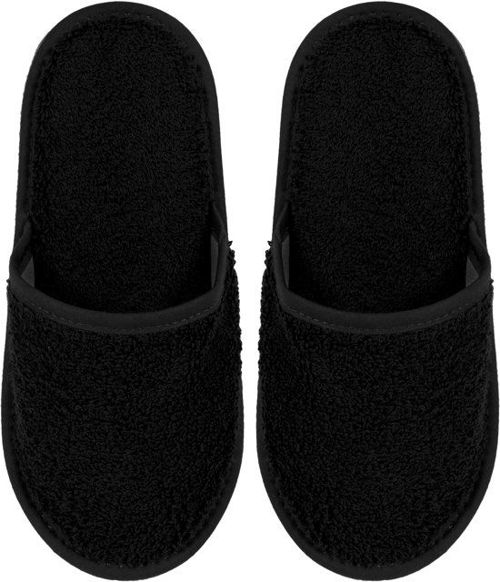 Duplex Pure Panda Duplex Pure Badslippers Badstof Uni Pure met Zool Zwart Maat 43 - 1 Paar