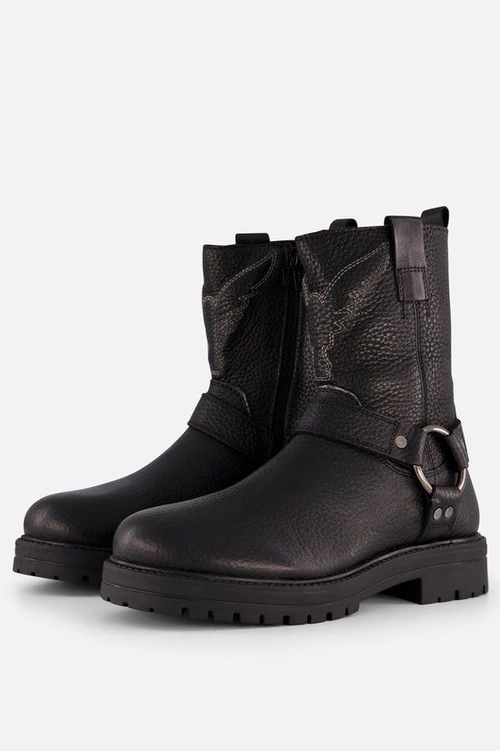 Vingino Carice Biker boots zwart Leer - Dames - Maat 38