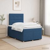 vidaXL Boxspringbed met matras en hoofdbord, blauw, 120 x 200 cm, stof