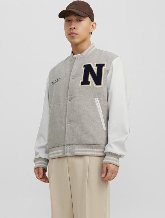 JACK&JONES JORCOLLEGE WOOL BLEND BOMBER NOOS Men's Jacket - Size XL - Crockery