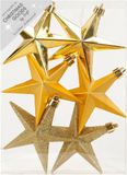 Inge-glas Christmas goods Kerstshangers - 6x - sterren - goud - 10 cm - kerstversiering