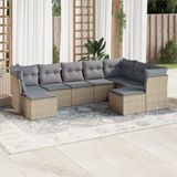 Maison Exclusive - Ensemble de meubles de jardin 9 pièces avec canapé et coussins, beige, en polyrotin