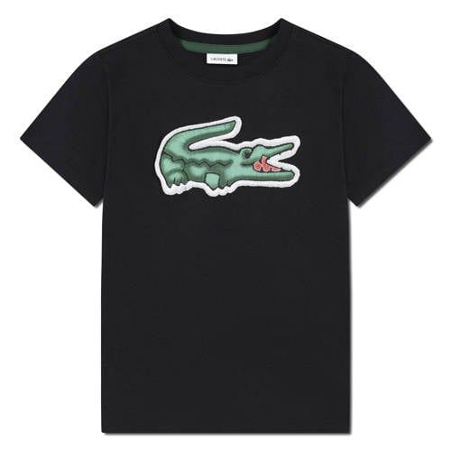 Lacoste T-shirt zwart Jongens Katoen Ronde hals Logo - maat 176