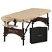 Master Massage 71cm Argo Mobiele massagetafel inklapbaar therapiebed draagbaar beauty bed walnoot houten poten draagtas pakket beige