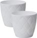 Form Plastic Plantenpot/bloempot New Age - 2x - kunststof - ivoor wit - D15 x H14 cm - met opvang schotel - rond