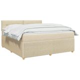 vidaXL Boxspringbed met matras, crème kleur, 140 x 190 cm, gestoffeerd