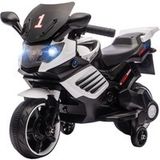 Moto Électrique Enfant 6v Blanc Avec Roulettes Amovibles, Phares Et Musique, 18-36 Mois