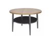 Table basse ronde chêne et noir avec double plateau et pieds fins