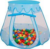 Selonis Jongens en Meisjes Kasteeltent voor Kinderen met 300 ballen - Snel Opvouwbaar met Afneembaar Dak en Ademend Gaas - Buitenspeelgoed en Binnenhuis Plezier met Opbergtas - blauw:geel-groen-blauw-rood-oranje