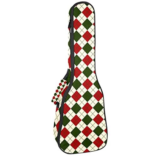 Mersov Tenor Ukulele Gigbag Waterdichte Ukelele Case Gewatteerde Rugzak, Geweldig voor Sopraan Concert (21/23/24") Kerst Plaid