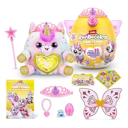 Rainbocorns Fairycorn Princess Series 6 Ruby the Unicorn - verzamelbare pluche - magische fee prinses verrassingen, knuffelig pluche knuffeldier, stickers (eenhoorn)