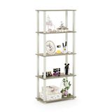 Furinno 5-laags multifunctioneel rek met vierkante buizen, hout, Sonoma eiken/wit, 29,46 x 59,94 x 145,8 cm