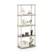 Furinno 5-laags multifunctioneel rek met vierkante buizen, hout, Sonoma eiken/wit, 29,46 x 59,94 x 145,8 cm