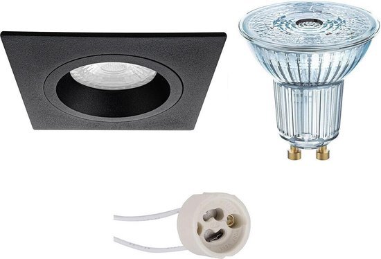 Osram Voordeelset - LED Spot Set - Parathom PAR16 930 36D - Pragmi Rodos Pro - GU10 Fitting - Dimbaar - Inbouw Vierkant - Mat Zwart - 5.5W - Warm Wit 3000K - 93mm