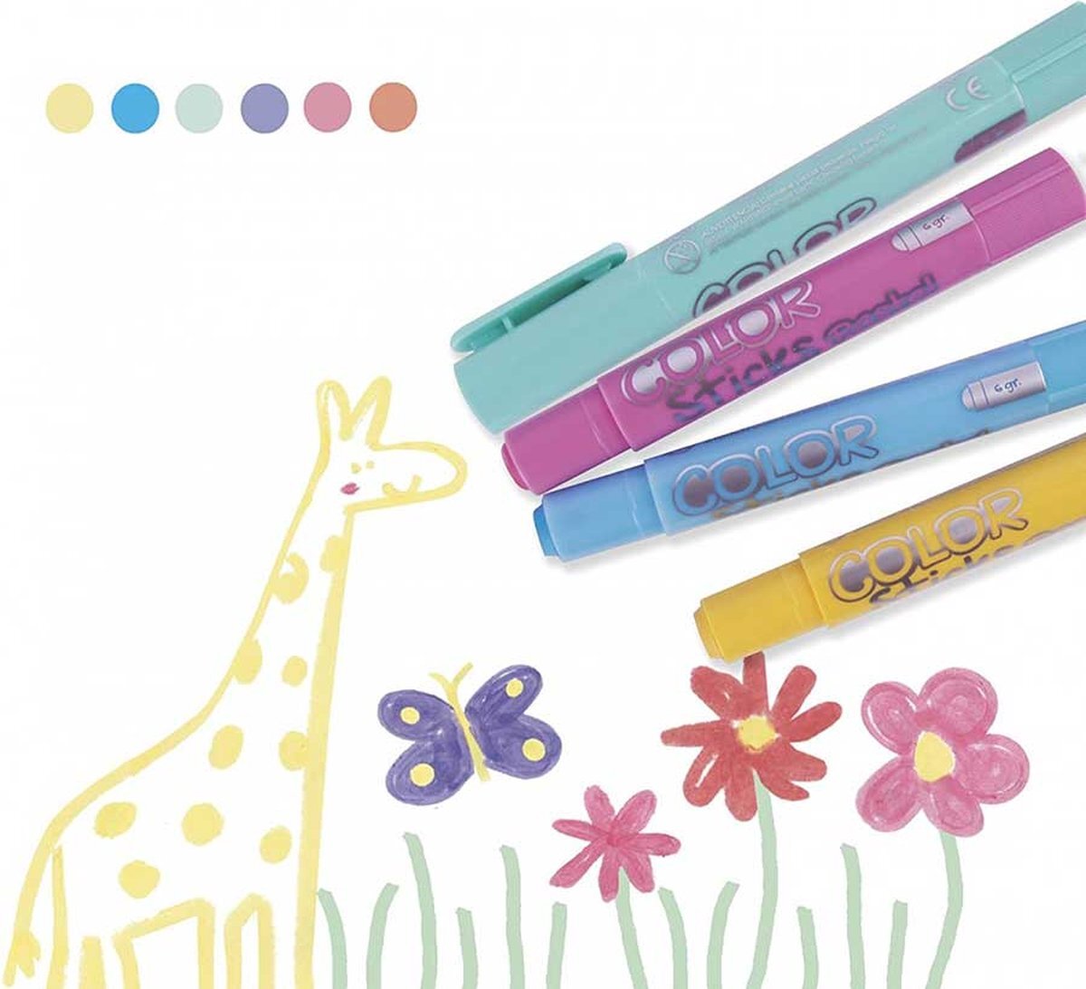 Apli Kids Verf color stick Pastel kleuren - 6 kleuren