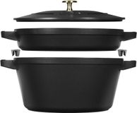 Staub Set Cocotte 24 cm rond + grill pan noir
