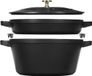 Staub Set Cocotte 24 cm rond + grill pan noir