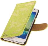 Best Cases Panda Best Cases Samsung Galaxy A5 - Groen Lace/Kant hoesje - Book Case Wallet Cover Beschermhoes