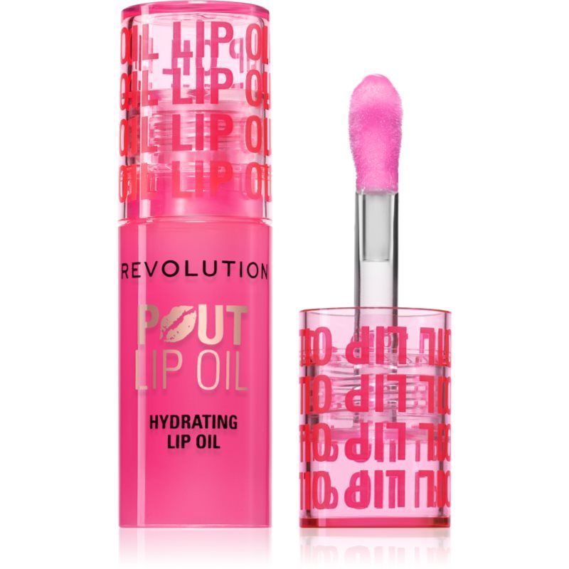 Revolution Pout Lip Oil, Voedende Getinte Lippenolie, Hoge Glans, Niet-Plakkerige Finish, Veganistisch en Dierproefvrij, Raspberry Pink, 4ml