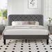 Lit double en velours gris 140x190 cm avec sommier à lattes