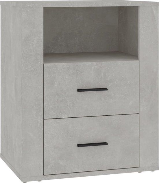 vidaXL Nachtkastje 50x36x60 cm bewerkt hout betongrijs