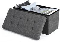 Songmics Zitbank met Opslag - Opvouwbare Hocker - 76x38x38 cm - Grijs
