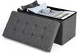 Songmics Zitbank met Opslag - Opvouwbare Hocker - 76x38x38 cm - Grijs