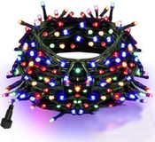 Merkloos Kerstverlichtingssnoer, aansluitbaar, waterdicht, groen snoer, met 8 standen, kerstversiering voor binnen, tuin en tuin (kleurrijk, 300 leds)