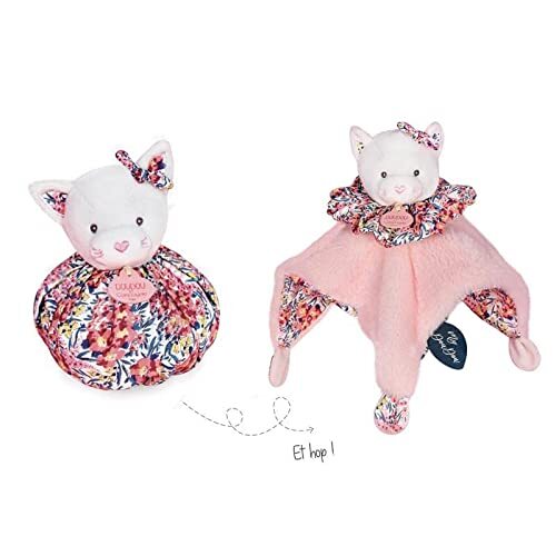 Doudou et Compagnie - DC3933 knuffeldier met kattenmotief, 25 cm, roze