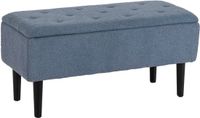 Homcom Zitbank met Opberg Gestoffeerd Klepdeksel 95x38x45 cm Blauw
