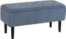 Homcom Zitbank met Opberg Gestoffeerd Klepdeksel 95x38x45 cm Blauw