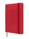 Finocam Kalender 2026, Weekoverzicht, Dwarsaanzicht, Januari - December (12 maanden), Jaarplanner 2026, met Elastiek en Puntband, Zachte Omslag Flexi Glad, Rood, Spaans