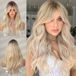 Sans marque Perruque synthétique ombrée blonde ondulée longue pour femmes