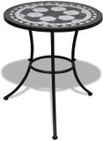 vidaXL Bistrotafel mozaïek zwart en wit 60 cm