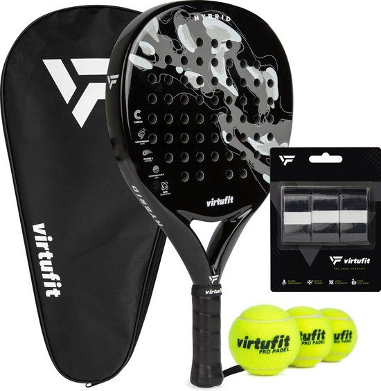 VirtuFit Hybrid Padel Set - Black - Grey