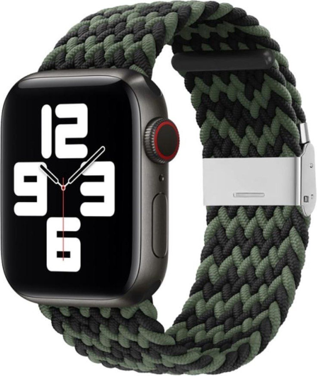 By Qubix Qubix Apple Watch Band - Braided - Black/Green - 42/44/45/Ultra/49mm